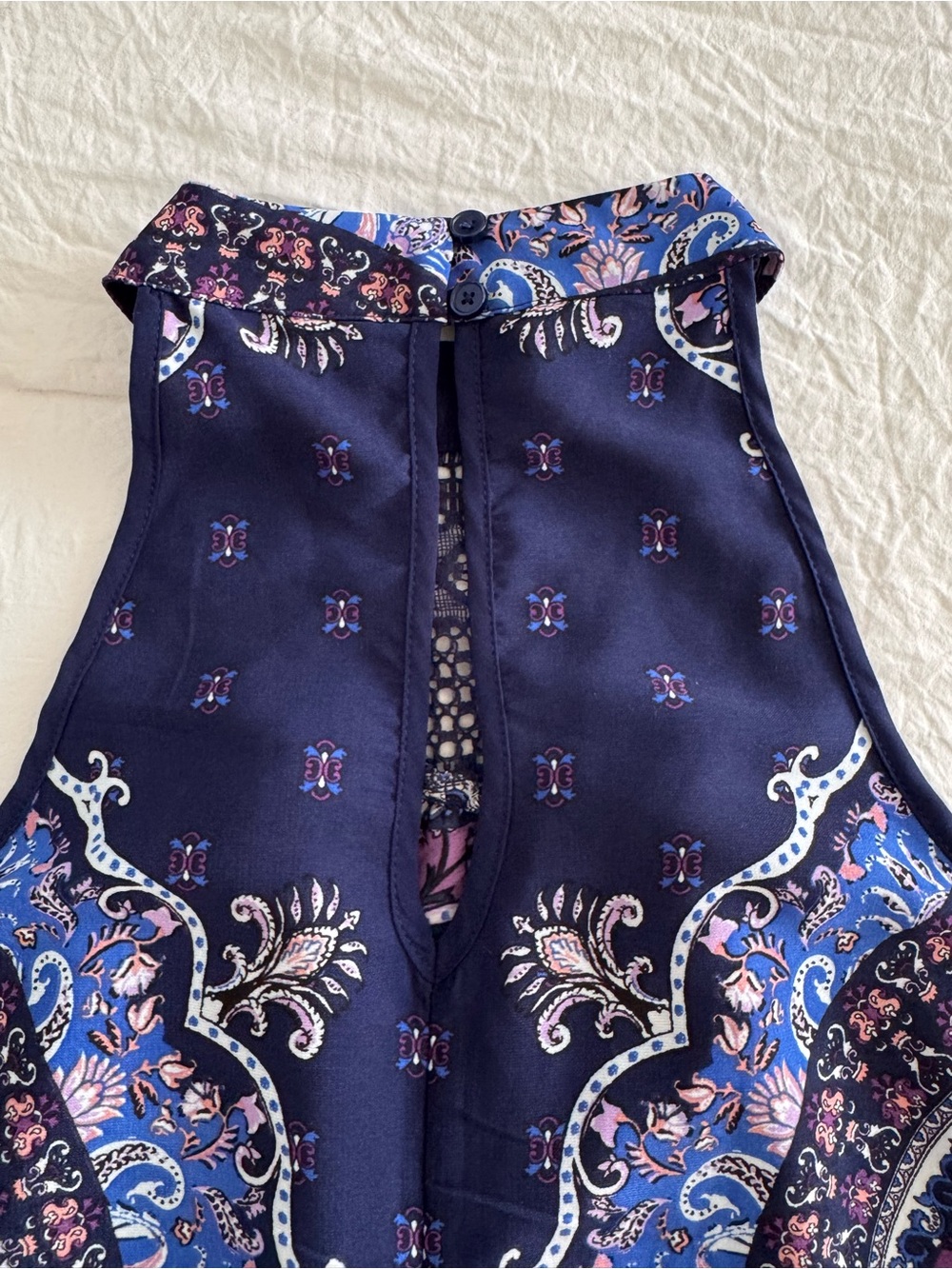 Boho Halter Medallion Print Dress in Navy & Purple - Picture 8 of 10